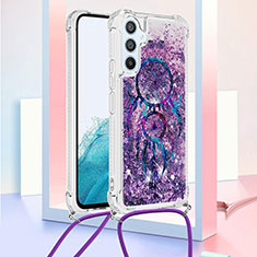 Coque Silicone Housse Etui Gel Bling-Bling avec Laniere Strap YB2 pour Samsung Galaxy A54 5G Violet