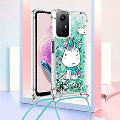 Coque Silicone Housse Etui Gel Bling-Bling avec Laniere Strap YB2 pour Xiaomi Redmi Note 12S Vert