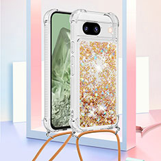 Coque Silicone Housse Etui Gel Bling-Bling avec Laniere Strap YB3 pour Google Pixel 8a 5G Or