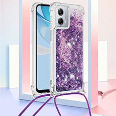 Coque Silicone Housse Etui Gel Bling-Bling avec Laniere Strap YB3 pour Motorola Moto G 5G (2023) Violet