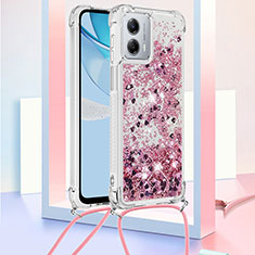 Coque Silicone Housse Etui Gel Bling-Bling avec Laniere Strap YB3 pour Motorola Moto G 5G (2023) Violet Clair