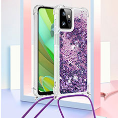 Coque Silicone Housse Etui Gel Bling-Bling avec Laniere Strap YB3 pour Motorola Moto G Power 5G (2023) Violet