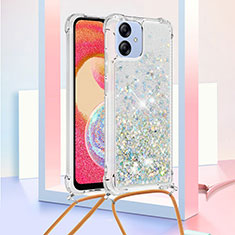 Coque Silicone Housse Etui Gel Bling-Bling avec Laniere Strap YB3 pour Samsung Galaxy A04 4G Bleu Clair