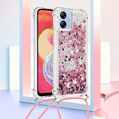 Coque Silicone Housse Etui Gel Bling-Bling avec Laniere Strap YB3 pour Samsung Galaxy A04 4G Violet Clair