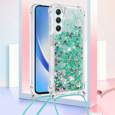 Coque Silicone Housse Etui Gel Bling-Bling avec Laniere Strap YB3 pour Samsung Galaxy A24 4G Vert