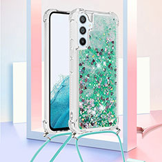 Coque Silicone Housse Etui Gel Bling-Bling avec Laniere Strap YB3 pour Samsung Galaxy A54 5G Vert