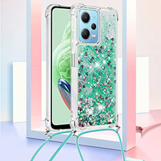 Coque Silicone Housse Etui Gel Bling-Bling avec Laniere Strap YB3 pour Xiaomi Poco X5 5G Vert