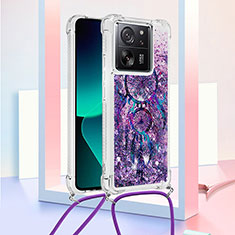 Coque Silicone Housse Etui Gel Bling-Bling avec Laniere Strap YB3 pour Xiaomi Redmi K60 Ultra 5G Violet