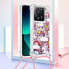 Coque Silicone Housse Etui Gel Bling-Bling avec Laniere Strap YB3 pour Xiaomi Redmi K60 Ultra 5G Violet Clair