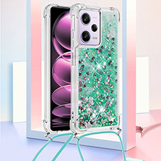 Coque Silicone Housse Etui Gel Bling-Bling avec Laniere Strap YB3 pour Xiaomi Redmi Note 12 Pro 5G Vert