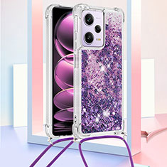 Coque Silicone Housse Etui Gel Bling-Bling avec Laniere Strap YB3 pour Xiaomi Redmi Note 12 Pro 5G Violet