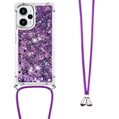 Coque Silicone Housse Etui Gel Bling-Bling avec Laniere Strap YB3 pour Xiaomi Redmi Note 12 Turbo 5G Violet