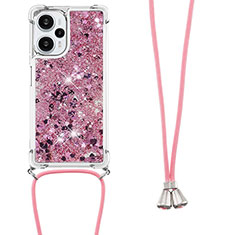 Coque Silicone Housse Etui Gel Bling-Bling avec Laniere Strap YB3 pour Xiaomi Redmi Note 12 Turbo 5G Violet Clair