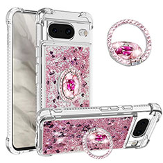 Coque Silicone Housse Etui Gel Bling-Bling avec Support Bague Anneau S01 pour Google Pixel 8 5G Rouge