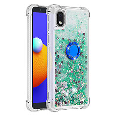 Coque Silicone Housse Etui Gel Bling-Bling avec Support Bague Anneau S01 pour Samsung Galaxy A01 Core Vert