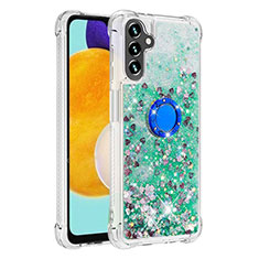 Coque Silicone Housse Etui Gel Bling-Bling avec Support Bague Anneau S01 pour Samsung Galaxy A04s Vert