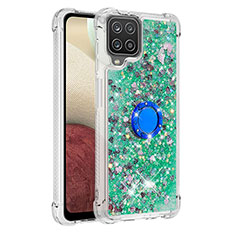 Coque Silicone Housse Etui Gel Bling-Bling avec Support Bague Anneau S01 pour Samsung Galaxy A12 5G Vert