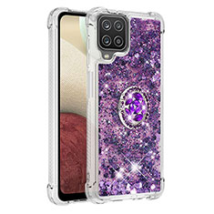 Coque Silicone Housse Etui Gel Bling-Bling avec Support Bague Anneau S01 pour Samsung Galaxy A12 5G Violet