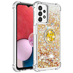 Coque Silicone Housse Etui Gel Bling-Bling avec Support Bague Anneau S01 pour Samsung Galaxy A13 4G Or