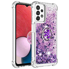 Coque Silicone Housse Etui Gel Bling-Bling avec Support Bague Anneau S01 pour Samsung Galaxy A13 4G Violet