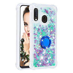 Coque Silicone Housse Etui Gel Bling-Bling avec Support Bague Anneau S01 pour Samsung Galaxy A20e Vert