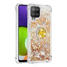 Coque Silicone Housse Etui Gel Bling-Bling avec Support Bague Anneau S01 pour Samsung Galaxy A22 4G Or