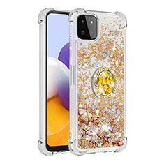 Coque Silicone Housse Etui Gel Bling-Bling avec Support Bague Anneau S01 pour Samsung Galaxy A22 5G Or