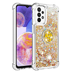 Coque Silicone Housse Etui Gel Bling-Bling avec Support Bague Anneau S01 pour Samsung Galaxy A23 5G Or