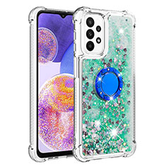 Coque Silicone Housse Etui Gel Bling-Bling avec Support Bague Anneau S01 pour Samsung Galaxy A23 5G Vert