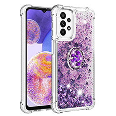 Coque Silicone Housse Etui Gel Bling-Bling avec Support Bague Anneau S01 pour Samsung Galaxy A23 5G Violet