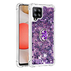 Coque Silicone Housse Etui Gel Bling-Bling avec Support Bague Anneau S01 pour Samsung Galaxy A42 5G Violet