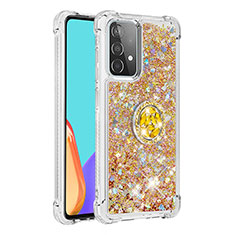 Coque Silicone Housse Etui Gel Bling-Bling avec Support Bague Anneau S01 pour Samsung Galaxy A52 4G Cyan