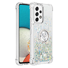 Coque Silicone Housse Etui Gel Bling-Bling avec Support Bague Anneau S01 pour Samsung Galaxy A53 5G Argent