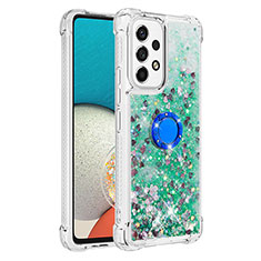 Coque Silicone Housse Etui Gel Bling-Bling avec Support Bague Anneau S01 pour Samsung Galaxy A53 5G Vert