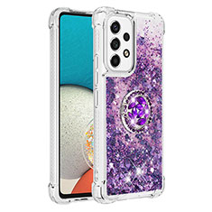 Coque Silicone Housse Etui Gel Bling-Bling avec Support Bague Anneau S01 pour Samsung Galaxy A53 5G Violet