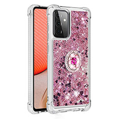 Coque Silicone Housse Etui Gel Bling-Bling avec Support Bague Anneau S01 pour Samsung Galaxy A72 4G Rouge