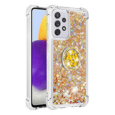 Coque Silicone Housse Etui Gel Bling-Bling avec Support Bague Anneau S01 pour Samsung Galaxy A73 5G Or