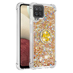 Coque Silicone Housse Etui Gel Bling-Bling avec Support Bague Anneau S01 pour Samsung Galaxy F12 Or