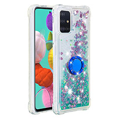 Coque Silicone Housse Etui Gel Bling-Bling avec Support Bague Anneau S01 pour Samsung Galaxy M40S Vert