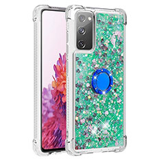 Coque Silicone Housse Etui Gel Bling-Bling avec Support Bague Anneau S01 pour Samsung Galaxy S20 FE (2022) 5G Vert