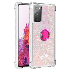 Coque Silicone Housse Etui Gel Bling-Bling avec Support Bague Anneau S01 pour Samsung Galaxy S20 FE 4G Rose