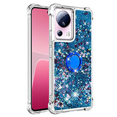 Coque Silicone Housse Etui Gel Bling-Bling avec Support Bague Anneau S01 pour Xiaomi Civi 2 5G Bleu