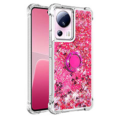 Coque Silicone Housse Etui Gel Bling-Bling avec Support Bague Anneau S01 pour Xiaomi Civi 2 5G Rose Rouge