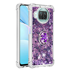 Coque Silicone Housse Etui Gel Bling-Bling avec Support Bague Anneau S01 pour Xiaomi Mi 10i 5G Violet