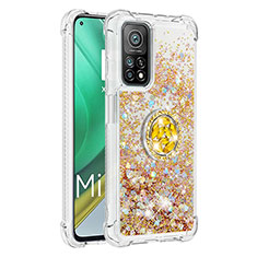 Coque Silicone Housse Etui Gel Bling-Bling avec Support Bague Anneau S01 pour Xiaomi Mi 10T Pro 5G Or