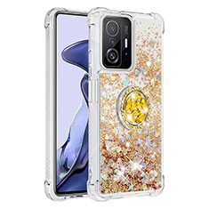 Coque Silicone Housse Etui Gel Bling-Bling avec Support Bague Anneau S01 pour Xiaomi Mi 11T Pro 5G Or