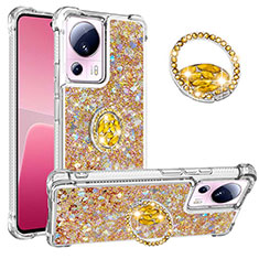 Coque Silicone Housse Etui Gel Bling-Bling avec Support Bague Anneau S01 pour Xiaomi Mi 12 Lite NE 5G Or