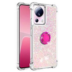 Coque Silicone Housse Etui Gel Bling-Bling avec Support Bague Anneau S01 pour Xiaomi Mi 13 Lite 5G Rose