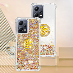 Coque Silicone Housse Etui Gel Bling-Bling avec Support Bague Anneau S01 pour Xiaomi Poco X5 5G Or