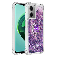 Coque Silicone Housse Etui Gel Bling-Bling avec Support Bague Anneau S01 pour Xiaomi Redmi 10 Prime Plus 5G Violet